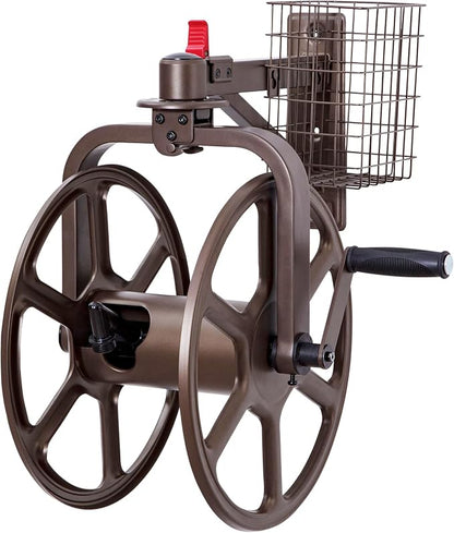 Liberty Garden Single Arm Navigator Hose Reel with Pull Up Latch, Bronze