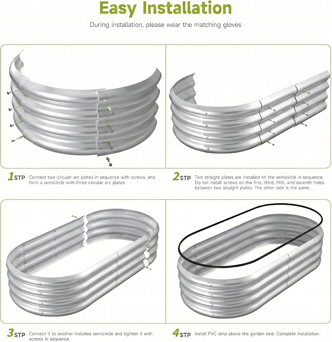 4x2x1 FT Galvanized Raised Garden Bed Kit, Open Bottom Design Metal Planter Box Outdoor, Planters for Outdoor Plants, Flower, Vegetables, Herbs (Galvanized,2PCS)