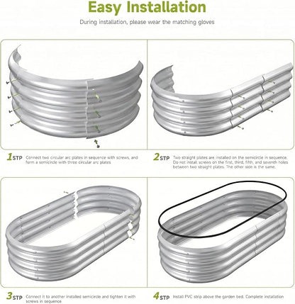 4x2x1 FT Galvanized Raised Garden Bed Kit, Open Bottom Design Metal Planter Box Outdoor, Planters for Outdoor Plants, Flower, Vegetables, Herbs (Galvanized,2PCS)