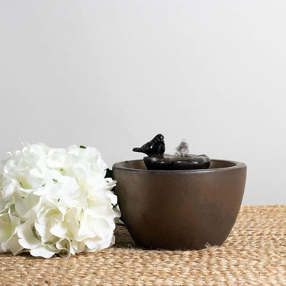 Foreside Home & Garden Bronze Bird on Leaf Indoor Water Fountain with Pump