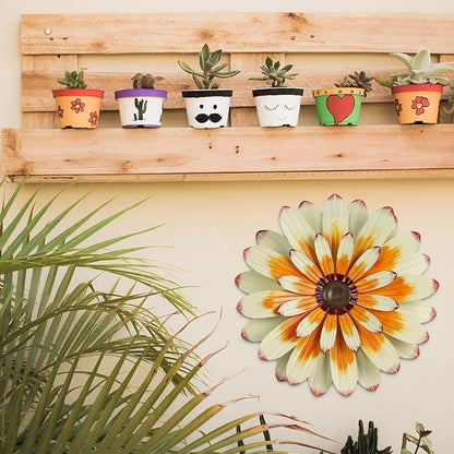 YEAHOME Metal Flower Wall Decor, 16" Wall Art Hanging Decorations for Home Bathroom, Bedroom, Living Room, Office, Boho Art, Indoor Outdoor Decorations Patio Garden Decor