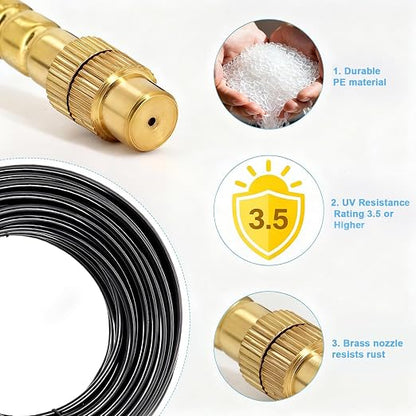 Thiswing 100FT 360° Adjustable Irrigation System for Garden | 1/4" Tubing, Automatic Watering Misting System with 18 Nozzles, Sprinkler for Garden, Raised Bed, Lawn, Plants
