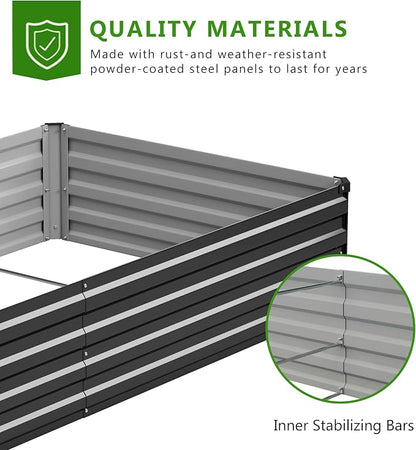 2PCS 7x3x1ft Galvanized Raised Garden Bed,Outdoor Planter Box Metal Patio Kit Planting Bed for Vegetables Flowers Herb,Black
