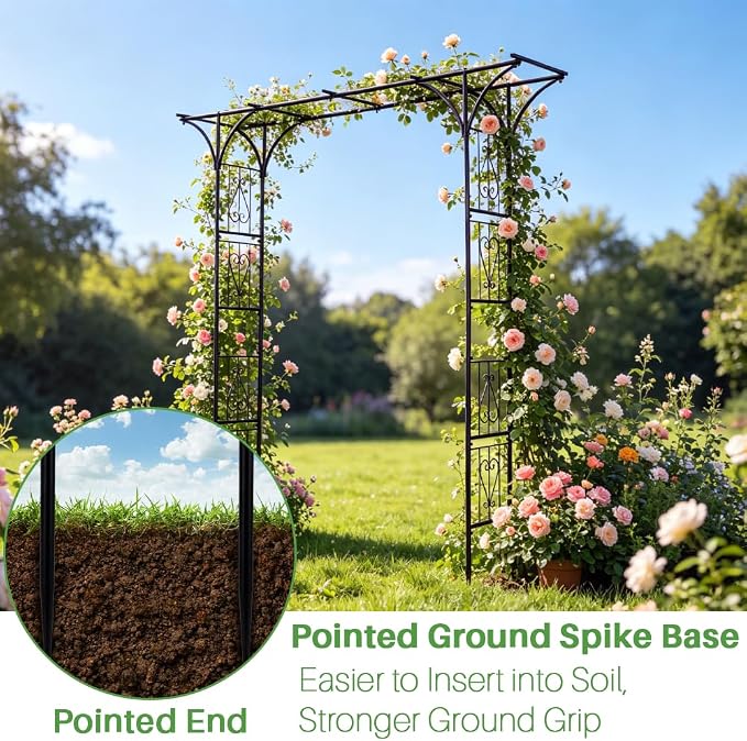 90" Garden Arbor Metal Arch Trellis for Climbing Plants | Outdoor Arbors Archway Pergola for Wedding Ceremony Party Decoration Flat Top Trellises for Rose Vine Backyard Lawn Patio