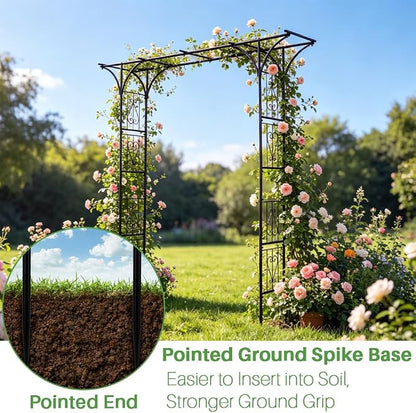 90" Garden Arbor Metal Arch Trellis for Climbing Plants | Outdoor Arbors Archway Pergola for Wedding Ceremony Party Decoration Flat Top Trellises for Rose Vine Backyard Lawn Patio