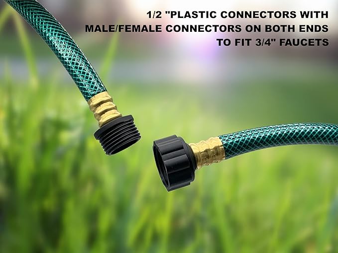 1/2" Short Garden Hose -10Ft for Lawn, Boat Hose, Flexible and Lightweight,No Leaking, Durable PVC Hose