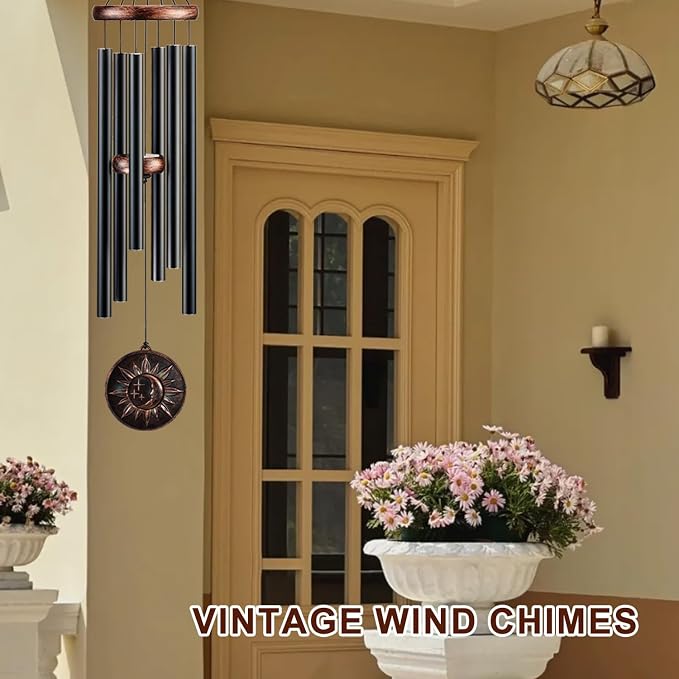 Wind Chimes for Outside, Vintage Sun Moon Star Deep Tone Wind Chime Outdoor Clearance, Patio Porch Balcony Decoration, Garden Decor Birthday Gifts for Women Mom Grandma (34" Sun Moon Star)