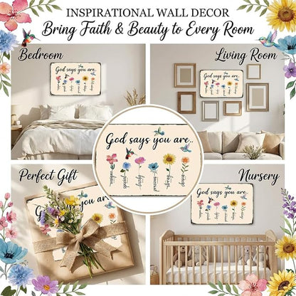 Funnysign Christian Gifts Gardening Gifts Garden Bible Verse Decor Bird Flowers God Says You Are Amazing Vintage Tin Sign for Home Garden Patio Yard Decor 8 X 12 Inch (3850)