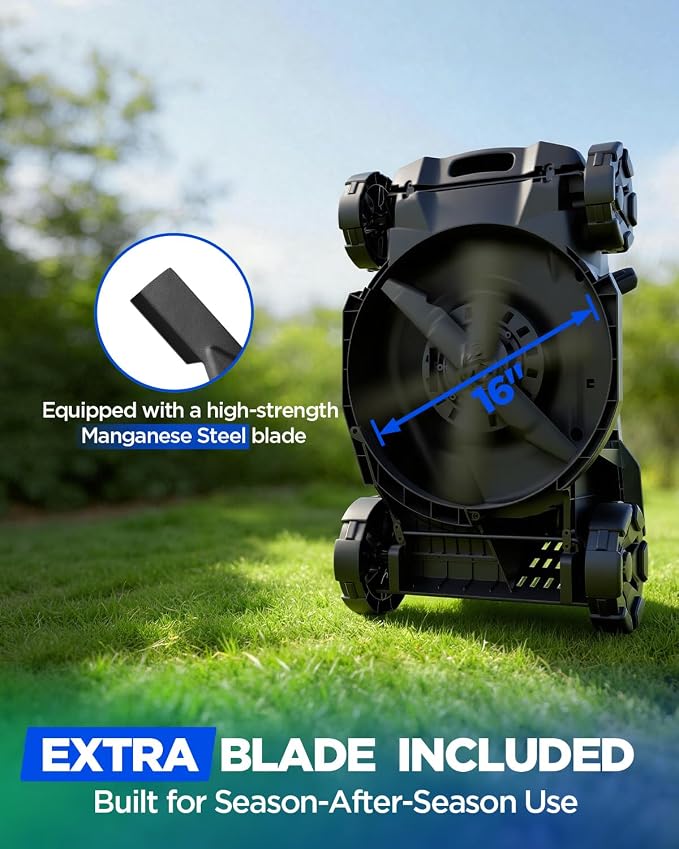 16" Cordless Lawn Mower, 40V Lightweight Push Mower with 4.0Ah Battery & Charger, Ultra-Quiet Motor for Small Yards, Lawn Care, Backyard Maintenance