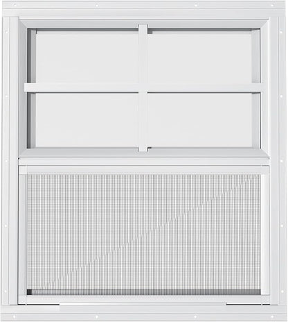 2 Pack Shed Windows - 24" W x 27" H Flush Mount, White Household Windows for Small Playhouses, Barns, Chicken Coops