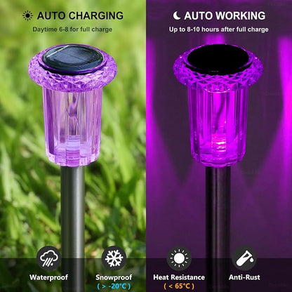 Halloween Solar Lights Outdoor 10 Pack Purple Solar Pathway Lights Outdoor Halloween Decorations Waterproof Yard Lighting for Driveway Garden Walkway Path Landscape Lawn