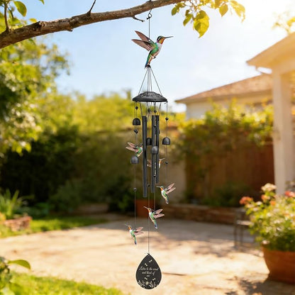 Hummingbird Wind Chimes Outdoor Durable Metal Windchimes Garden Patio Decor | Hummingbirds Gifts for Women/Men, Garden/Yard Decor, Memorial/Birthday Gifts for Grandma/Mom, Birds Chimes for Outside