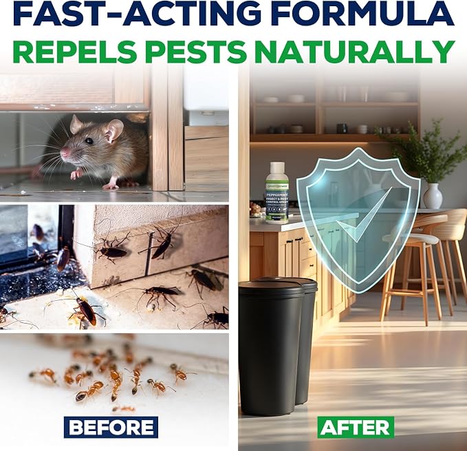 Peppermint Insect & Pest Control Best Value Concentrate - Repels Insects & Pests for Home, Indoor, Outdoor, Garden - Maximum Strength Concentrate (Makes Half Gallon RTU) 4 oz