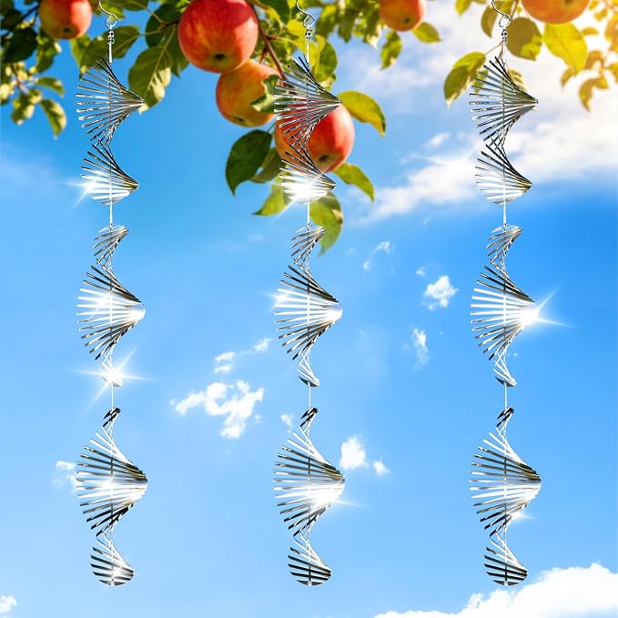 OFFO 304 Stainless Steel Bird Reflectors, Double-Sided Reflective 3D Fishbone Bird Scare Devices, Outdoor Garden Decor for Patio Yard Porch Pool Window, 9 PCS