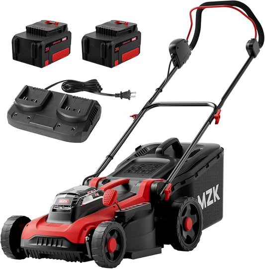 MZK 40V 16" Electric Lawn Mower, 2-in-1 Brushless Cordless Lawn Mower, Walk-Behind Push Mowers with 5-Position Height Adjustment, 2 x 4.0Ah Batteries & Charger Included, LM16I5H