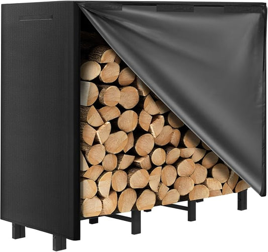 DNKMOR 4FT Firewood Rack with Waterproof Cover,Heavy Duty Firewood Storage Log Holider for Outdoor&Indoor,Fireplace Wood Rack with 600D Oxford Fabric