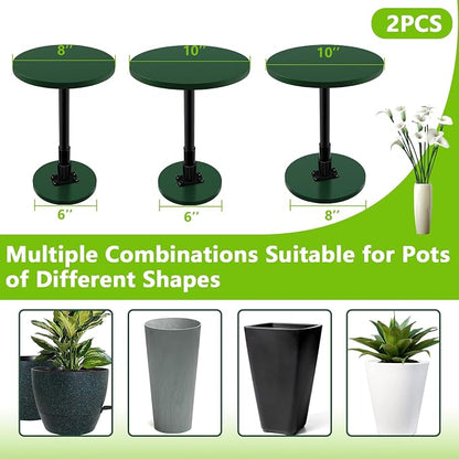 Axcoix 2 Pack Adjustable Height Plant Risers for Inside Pots, 17.5-30" Wooden Planter Inserts for Large Pots Sturdy Support, Pot Fillers for Tall Square Round Taper Planters (6" 8" 10" Base or Top)