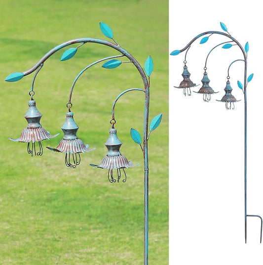 45"H Decorative Garden Stakes,Blue metal flower,Metal Yard Art(blue) | garden decor for outside;Jellyfish Floral Design,Suitable for Outdoor Garden Decor,Gift for Her