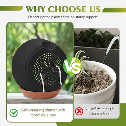 GARDIFE Hanging Planters for Indoor Outdoor Plants, 2 Pack Self Watering Hanging Pot with Drainage Holes & Removable Tray (Black, 12 inch)