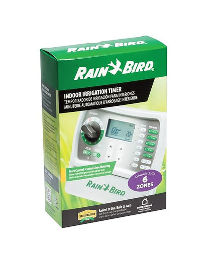 Rain Bird SST600IN Simple-to-Set Indoor Sprinkler/Irrigation System Timer/Controller, 6-Zone/Station (This New/Improved Model Replaces SST600I),Gray/Green
