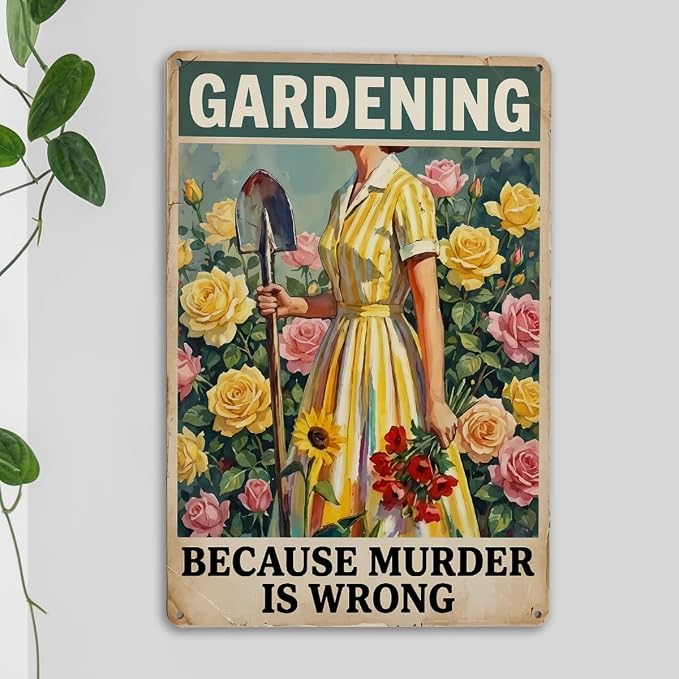 mmiishe Gardening Gifts Vintage Garden Metal Signs Plant Signs for Women gardeners Green House Decor Metal Art for Home Gardens Greenhouse Living Room Yard Backyard Outdoor Decor 8x12 Inches