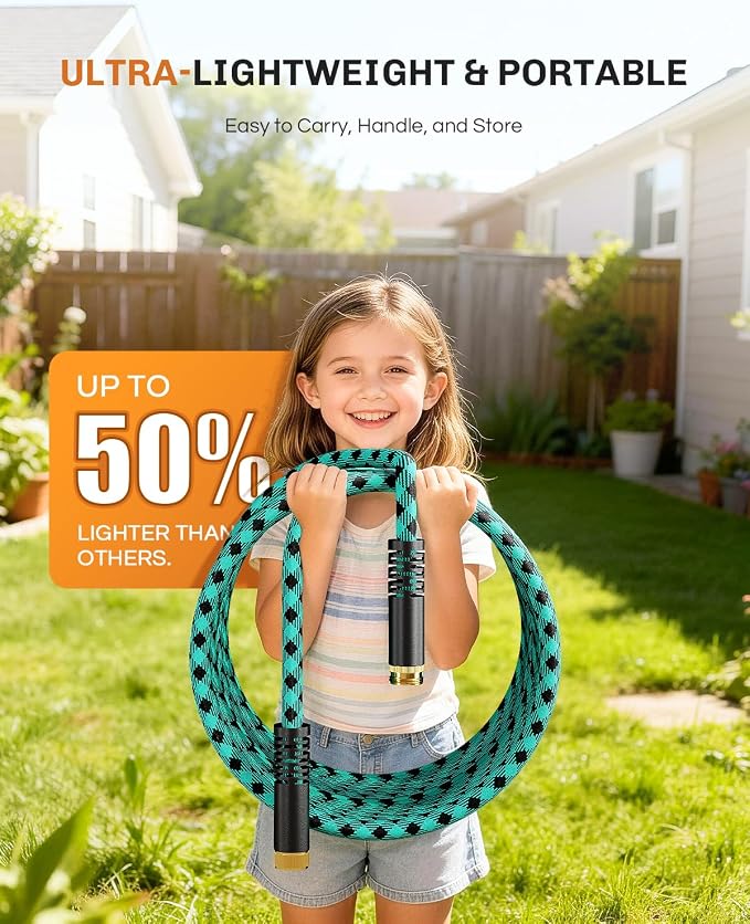 WELLUCK 25 FT Garden Hose - Ultra-Strong 3750D, Flexible Water Hose, Lightweight Non-Expanding hose with 10 Function Sprayer, Leak proof, Pressure Resistant for Yard, Outdoor