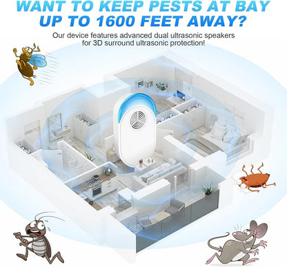 2026 Upgraded Version Ultrasonic Repeller 6 Packs, Indoor Ultrasonic Repellent Insect Defense for Bugs for Roach, Bugs,Pest,Rodent, Mouse, Ant, Mosquito, Mice, Spider, Electronic Plug in Pest Control