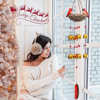Taman Wind Chime for Outside - 27.5" Cardinals Wind Bell Valentine's Day Gift for Outdoor Decorative Memorial Sympathy Xmas Gift for Home, Outdoor, Yard, Patio,Garden Christmas Decor