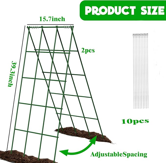 No Assembly Required Cucumber Trellis,2 Pack Trellis for Cucumbers,Outdoor Raised Bed Climbing Plant Support,A-Frame Garden Frame,Used for Vegetables,peas,Tomatoes,Squash,Melon and Fruit Frame