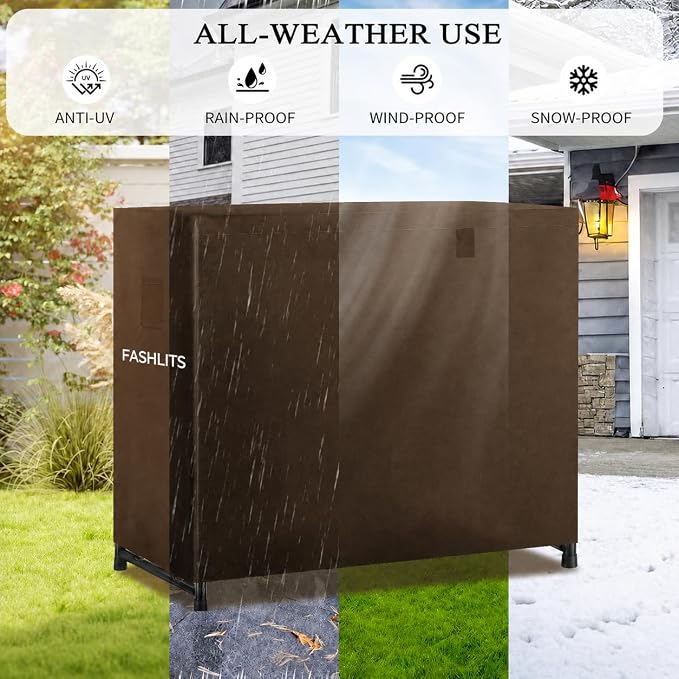 4ft Firewood Rack Cover, Waterproof Heavy Duty 600D Oxford | Storage Wood Rack Cover for Patio, Yard, Indoor and Outdoor Use(Cover Only, Rack Not Included)
