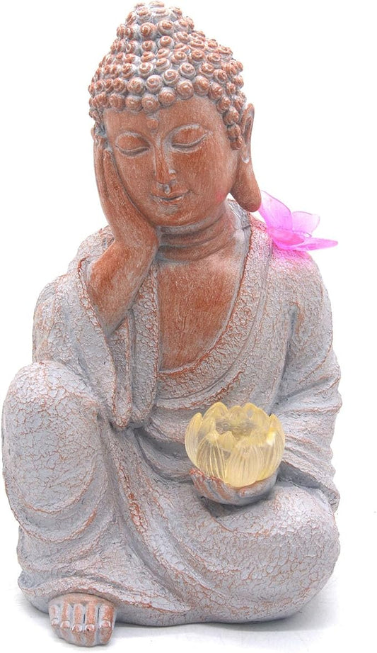 Buddha Statue with Solar Butterfly and Lotus Garden Decor Buddha Statues for Garden Home Patio Lawn Outdoor - Ideal Gifts for Mom, Dad or Birthdays
