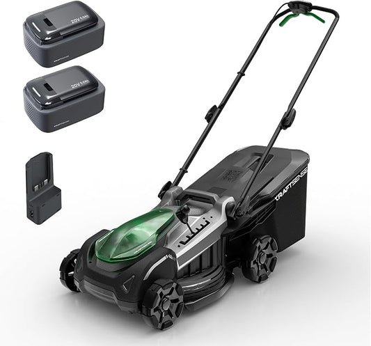 18" Electric Lawn Mower, 40V Cordless Lawn Mower with 2x5.0Ah Batteries & Charger, Brushless Motor, 2-in-1 Mulching & Bagging, 6-Position Height Adjustment, for Medium Yards