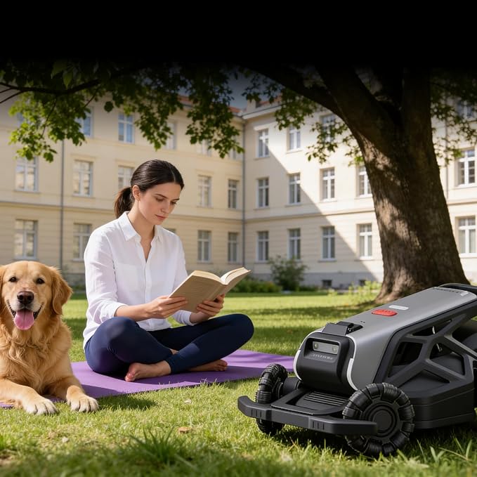 TRON SE Robotic Lawn Mower for Up to 3/8 Acre,No Perimeter Wire | FlowCut Mulching Wire-Free w/ 140° AI Vision With nRTK V-SLAM,Auto Mapping,AI Obstacle Avoidance, Smart App Control,65% Slope