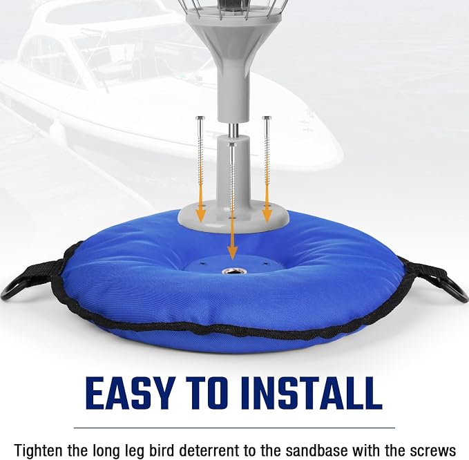 Weighted Sand Bag Boat Base Use with Long Legs Bird Deterrent, Compatible with BIRD·B·GONE/Bird Barrier Long Legs Bird Deterrent, Fit for Most Surfaces Such as Awnings, Canvas Tops, Decks, etc, Blue