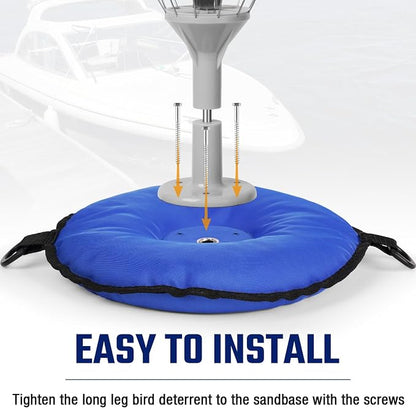 Weighted Sand Bag Boat Base Use with Long Legs Bird Deterrent, Compatible with BIRD·B·GONE/Bird Barrier Long Legs Bird Deterrent, Fit for Most Surfaces Such as Awnings, Canvas Tops, Decks, etc, Blue