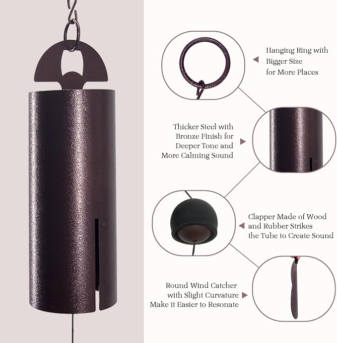 ASTARIN Wind Chimes for Outside Deep Tone Heroic Windbell Deep Resonance Serenity Bell Outdoor Decor for Patio,Yard,Porch,Garden(Bronze)