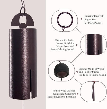 ASTARIN Wind Chimes for Outside Deep Tone Heroic Windbell Deep Resonance Serenity Bell Outdoor Decor for Patio,Yard,Porch,Garden(Bronze)