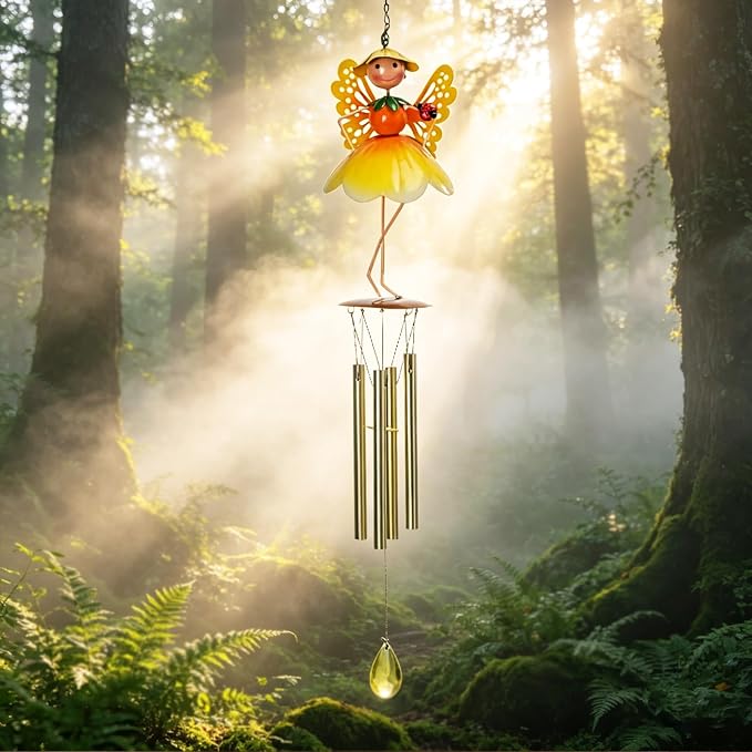 Taman Wind Chime for Outside - Flower Fairy Wind Chimes for Outside Aluminum Tubes Decorative Memorial Gift, for Home, Outdoor, Yard, Patio,Garden Decor