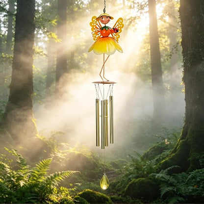 Taman Wind Chime for Outside - Flower Fairy Wind Chimes for Outside Aluminum Tubes Decorative Memorial Gift, for Home, Outdoor, Yard, Patio,Garden Decor