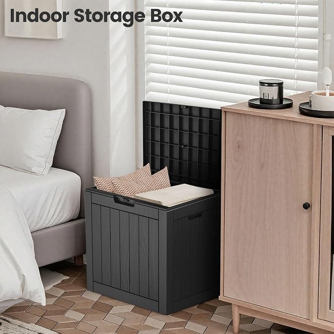 31 Gallon Outdoor Storage Box - Waterproof Resin Deck Box for Indoor & Outdoor Use, Lockable & UV Resistant Storage Bin for Package Delivery, Patio Cushions, Gardening Tools - Black