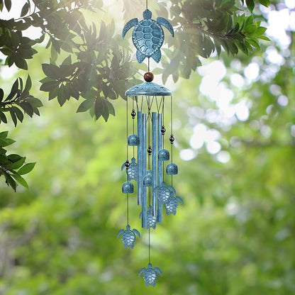 40" Sea Turtle Wind Chimes, Outdoor Aluminum Wind Chimes, Gift for Mom Grandma