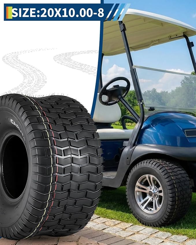 2 Pack 20x10.00-8 Lawn Mower Tires,20x10-8 NHS Off-Highway Tires, 20x10x8 Turf Tires Replacement for Riding Mower Garden Tractor Golf Cart Utility Vehicle,4PR Tubeless