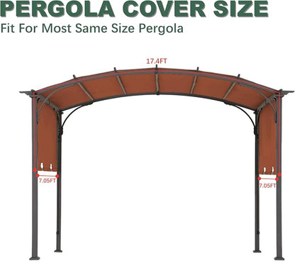 85''x 208'' Universal Doubleton Steel Pergola Replacement Cover for Pergola L-PG080PST,(Rust Red)