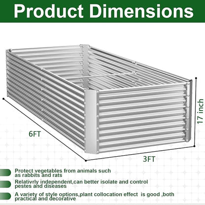2 Pack Tall Corrugated Galvanized Steel Raised Garden Bed Outdoor, Metal Above Ground Garden Bed for Vegetables and Flowers, Rectangle Raised Beds for Gardening-6x3FT