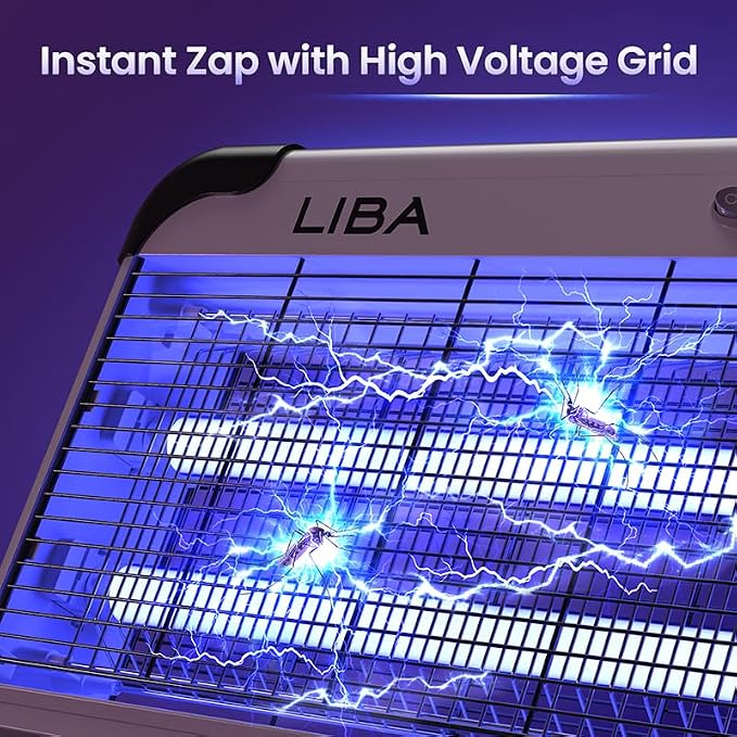 LiBa Bug Zapper 2800V Indoor, with 2 Extra Replacement Bulbs | 2800V grid kills flies and mosquitoes, removable washable tray, indoor Insect Killer, easy-to-clean