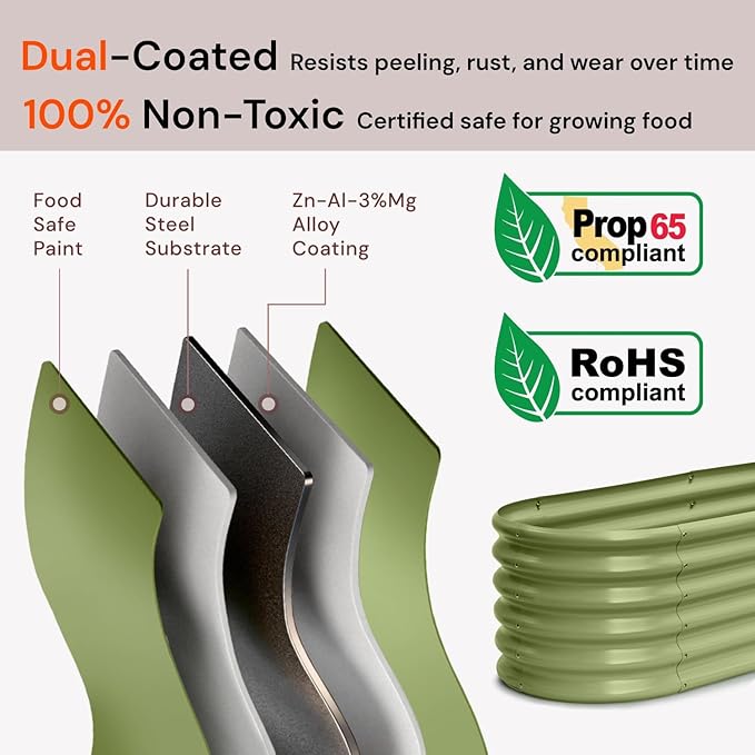 2-Pack Galvanized Raised Garden Bed 6x2x1.5 ft, 17" Tall Metal Planter Box Outdoor for Vegetable, Above Ground Raised Bed Kit for Gardening, Durable Zn-Al-Mg Coated Flower Bed - Brooklyn Grey