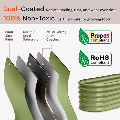 2-Pack Galvanized Raised Garden Bed 6x2x1.5 ft, 17" Tall Metal Planter Box Outdoor for Vegetable, Above Ground Raised Bed Kit for Gardening, Durable Zn-Al-Mg Coated Flower Bed - Brooklyn Grey