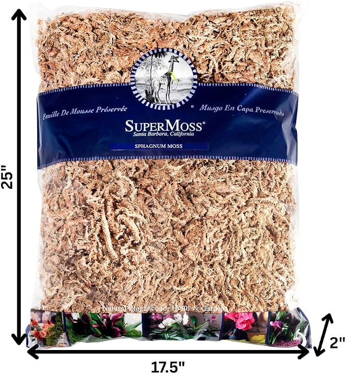 SuperMoss 7 59834 22303 0 Orchid Sphagnum Moss, 1400 in3 Bag (Appx. 32oz), Natural White