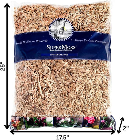 SuperMoss 7 59834 22303 0 Orchid Sphagnum Moss, 1400 in3 Bag (Appx. 32oz), Natural White