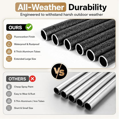 65" Extra Large Wind Chimes for Outside Deep Tone, 6 Extra-Thick Aluminum Tubes for Lasting Resonance, Big Outdoor Wind Chime for Garden Patio Decor, Relaxing Gift for Mom Dad Men Neighbors, Black